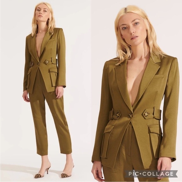 NEW VERONICA BEARD Myla Dickey Blazer Suit Olive Size 2 - Picture 1 of 16